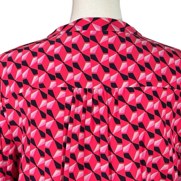 Kate Spade Silk Blend Dress Diamond Pinwheel Print Womens Large Pink Black READ - Picture 7 of 12